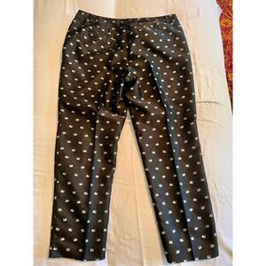 RSVP by Talbots Womens Ankle Pants Black with Swans Tapered Flat Front
